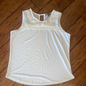 Daisy Fuentes Cream Bib Collar Sleeveless Tank Top EUC XL
